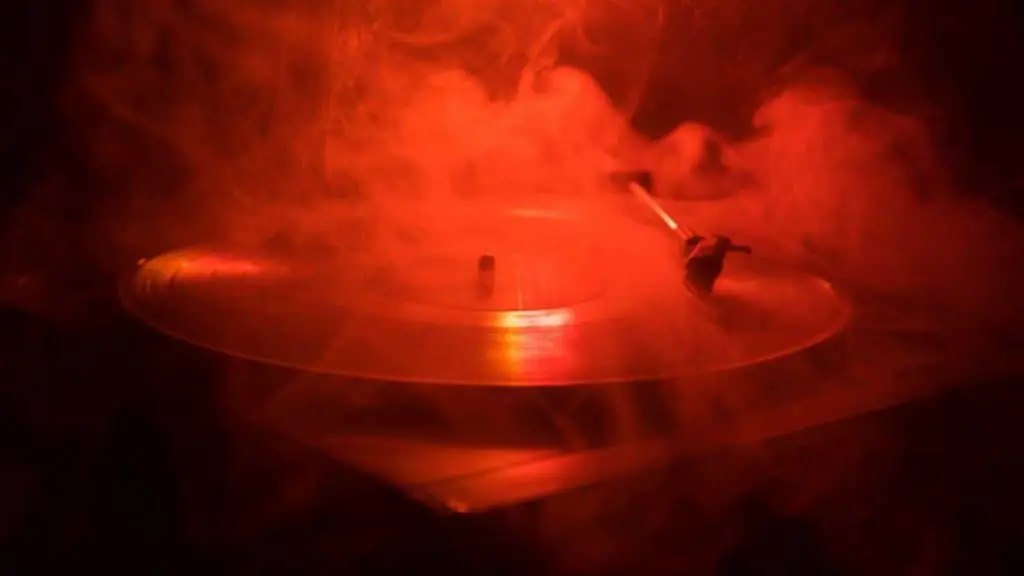 turntable covered in smoke